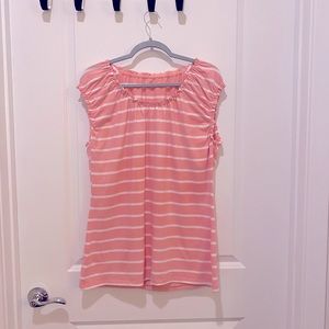 💞🤍 LOFT Pink & White Striped Top
